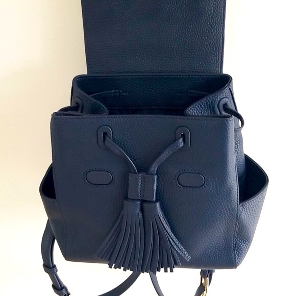 Tory Burch Navy Thea Drawstring Tassa Backpack - Picture 3 of 8
